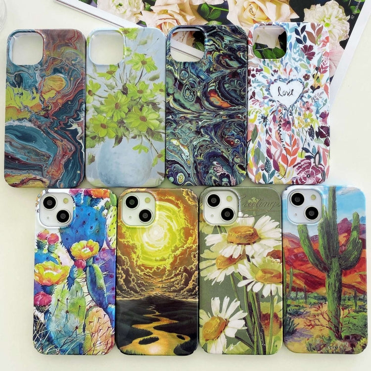 Barniz para Funda de PC para iPhone 16 Plus con Barra de Agua (Crisantemo Pequeño)