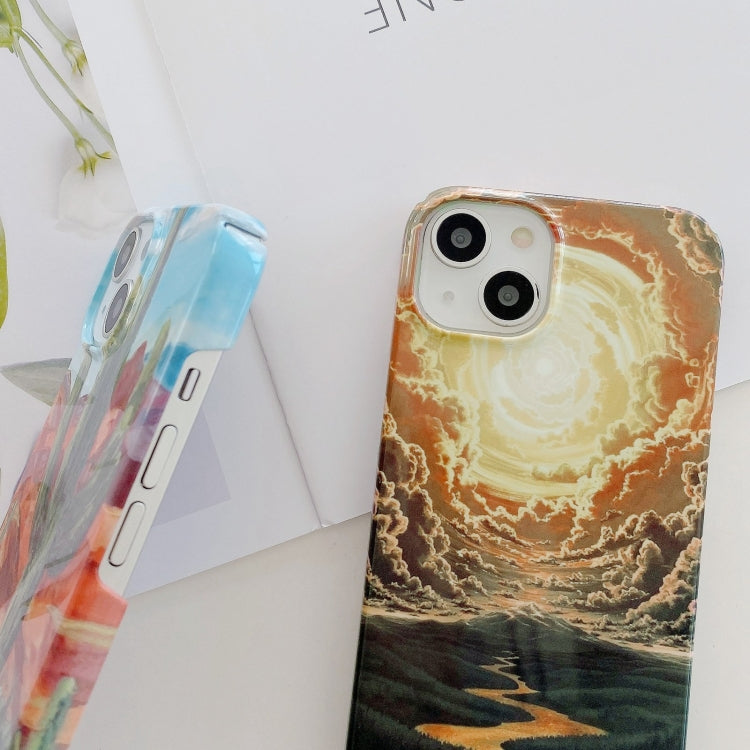 Barniz para Funda de PC para iPhone 16 Plus con Barra de Agua (Crisantemo Pequeño)