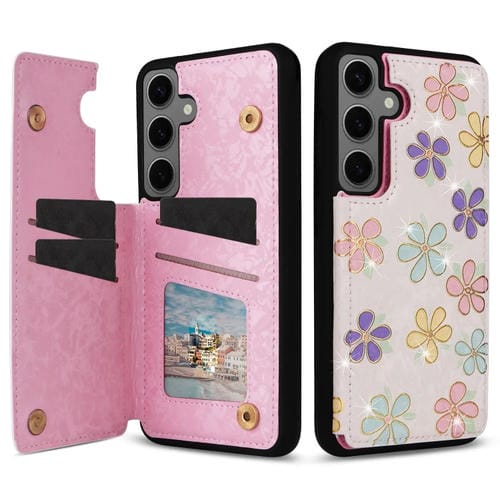 Estuche Antirrobo para Samsung Galaxy S24 + 5G con Doble Hebilla Impresa (Flores Florecientes)