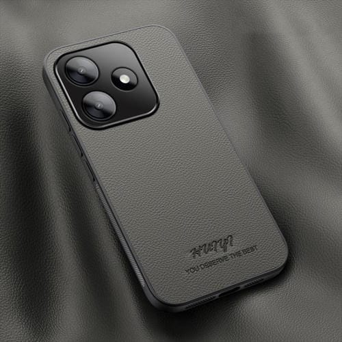 Funda de Cuero con Tapa Magnética para Redmi 13 4G/Xiaomi Poco M6 4G Huiyi (Gris)