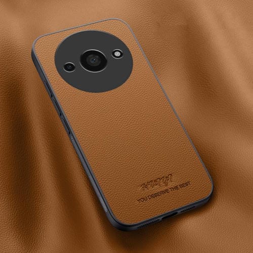 Funda de Cuero Magnética para Teléfono Redmi A3 Huiyi (Marrón)