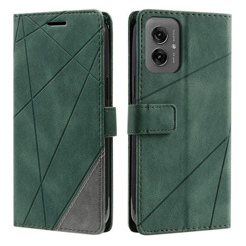 Funda de Cuero con Textura de Piel Sintética para Motorola Moto G55 (Verde)