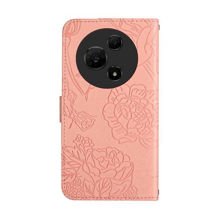 Funda de cuero con tapa y diseño de mariposas en relieve para TCL 60 SE / 605 HT03 (rosa)