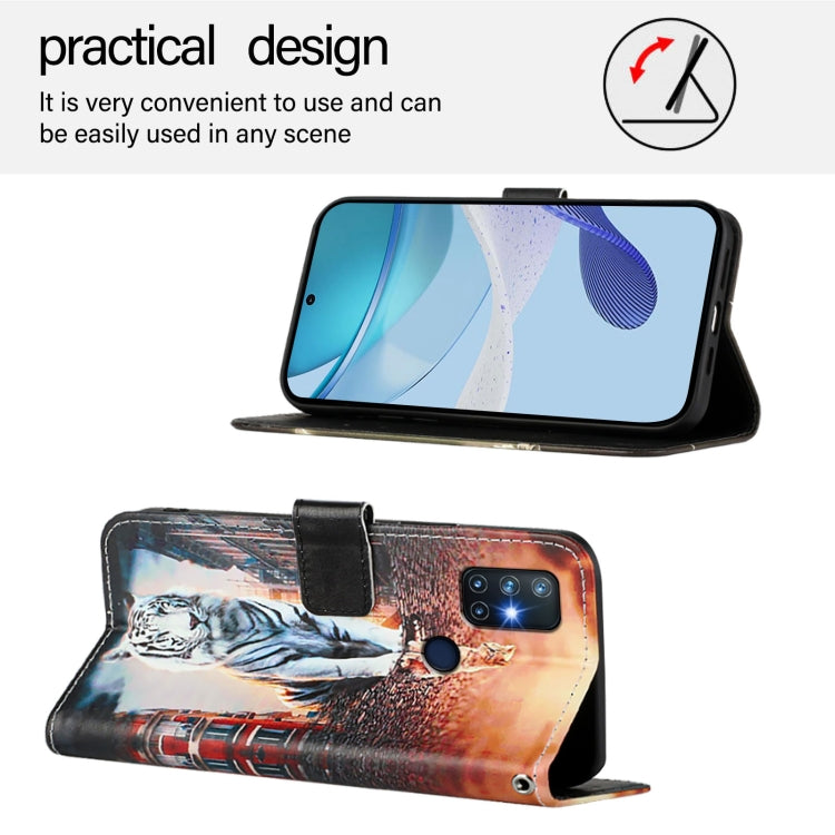 Funda de Cuero para OnePlus Nord N10 5G con Patrón de Gatos y Tigres (Colores)