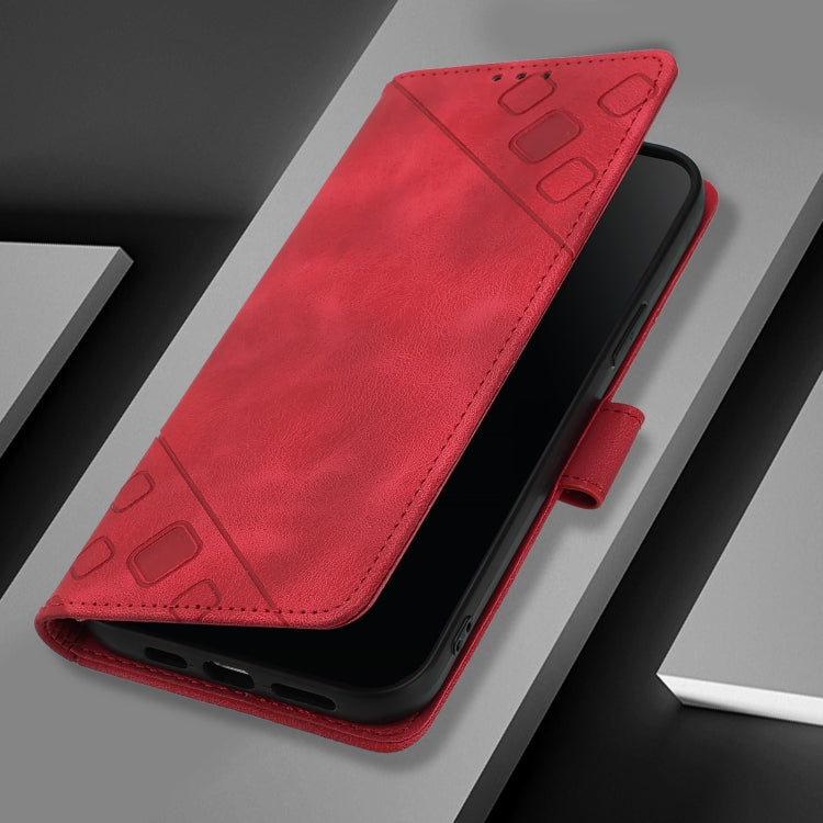 Funda de Piel con Relieve para OnePlus Nord N10 5G (Roja)