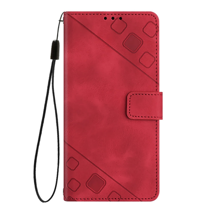 Funda de Piel con Relieve para OnePlus Nord N10 5G (Roja)