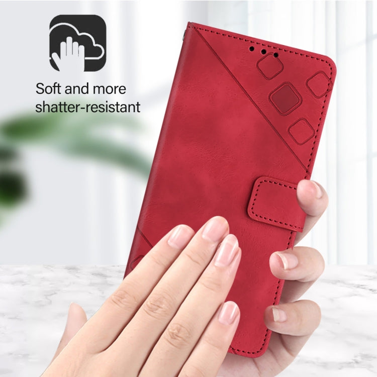 Funda de Piel con Relieve para OnePlus Nord N10 5G (Roja)