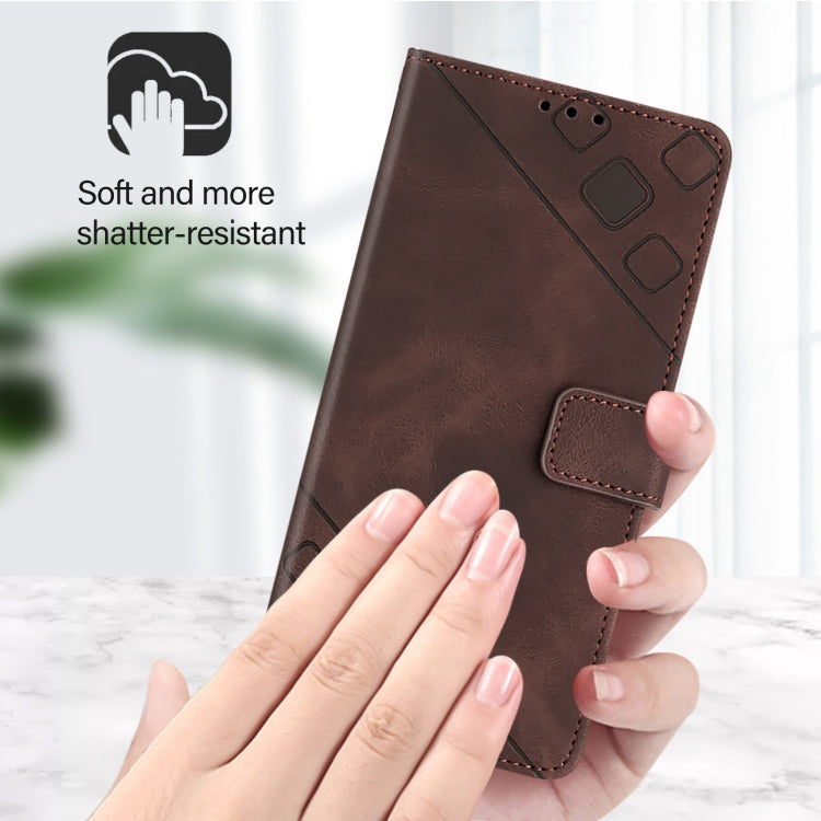 Funda de Piel con Relieve para OnePlus Nord N10 5G (Marrón)