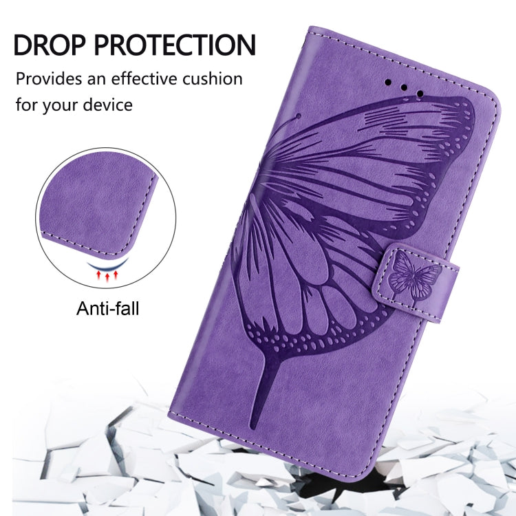 Funda de Cuero para OnePlus Nord N10 5G con Diseño de Mariposa en Relieve (Morado Claro)