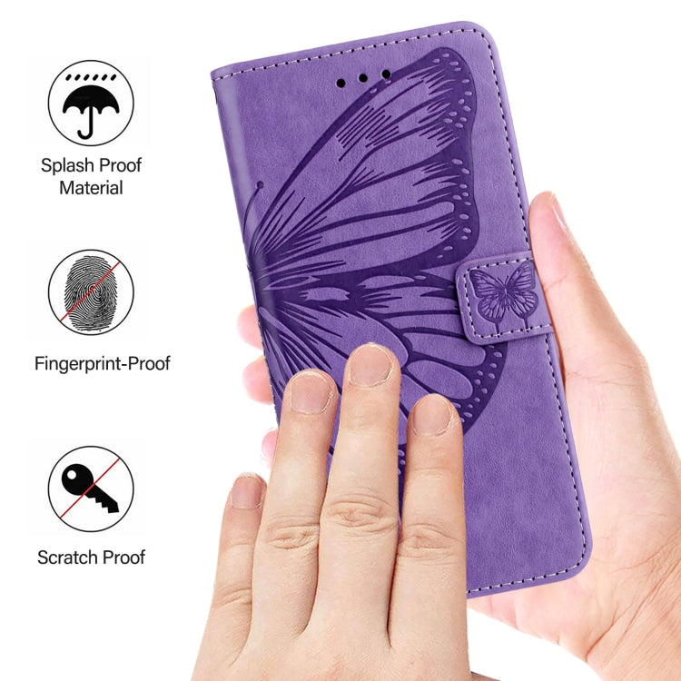 Funda de Cuero para OnePlus Nord N10 5G con Diseño de Mariposa en Relieve (Morado Claro)