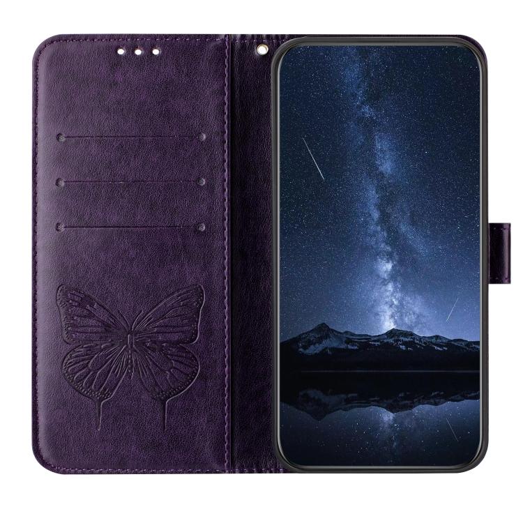 Funda de Cuero OnePlus Ace 5 Pro/Ace 5 con Diseño de Mariposa en Relieve (Morado Oscuro)