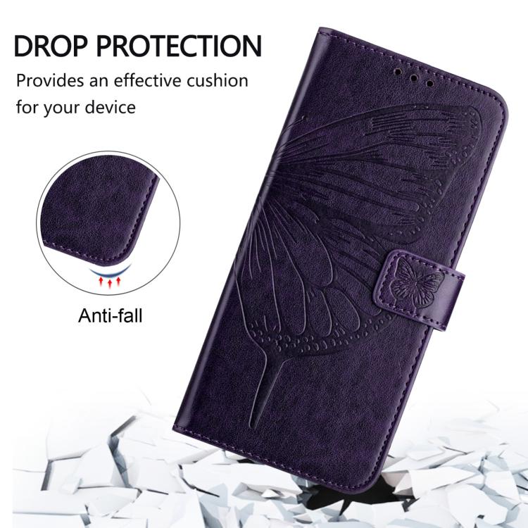 Funda de Cuero OnePlus Ace 5 Pro/Ace 5 con Diseño de Mariposa en Relieve (Morado Oscuro)