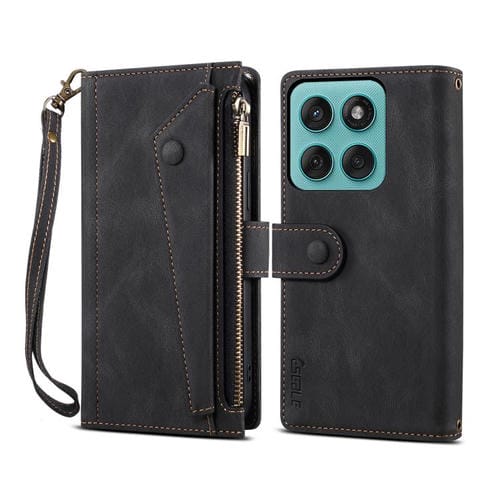 Funda de cuero retro ESEBLE con protección RFID para Motorola Moto G86 Power (negro)