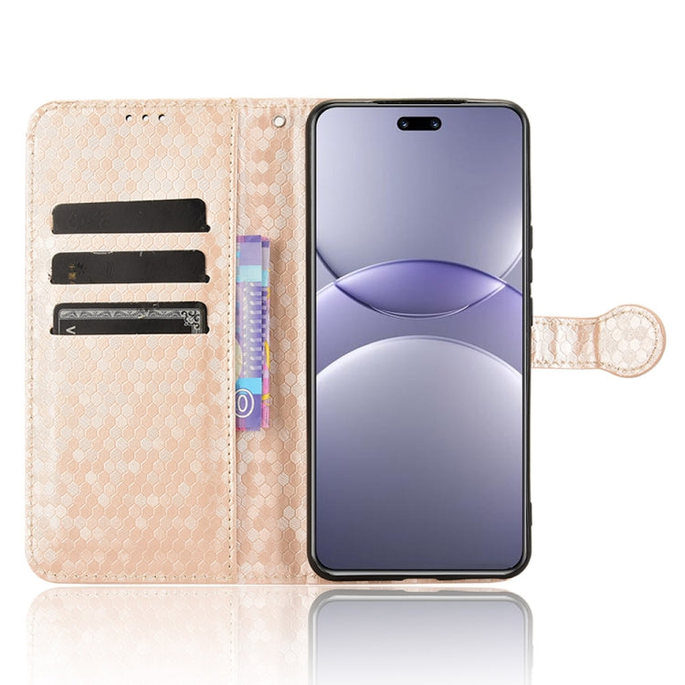 Funda de Cuero Huawei Nova 13 Pro 5G Textura de Puntos Panal (Dorada)