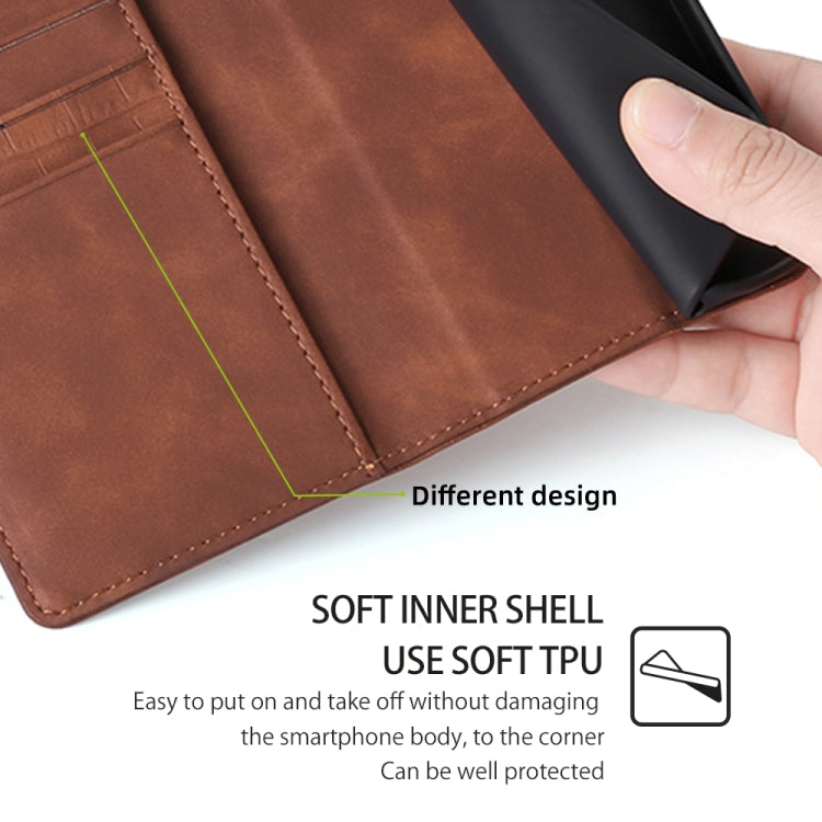 Funda de Piel con Cierre Magnético para Teléfono Itel A50C 4G (Marrón) Diseño Cocodrilo