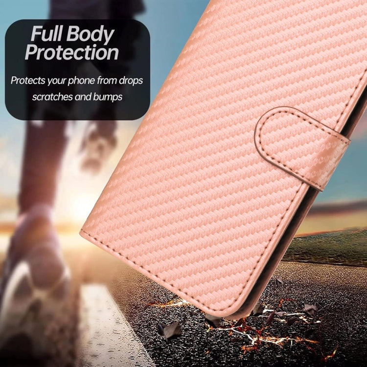 Funda de Cuero con Hebilla de Fibra de Carbono para Sharp Aquos R9 Pro Yx0070 con Cordón (Rosa)
