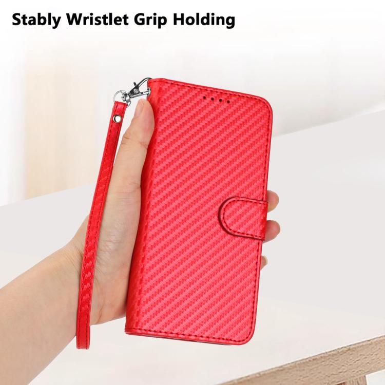 Funda de Cuero con Hebilla de Fibra de Carbono y Cordón para Infinix Hot 10T/Hot 10S Yx0070 (Rojo)