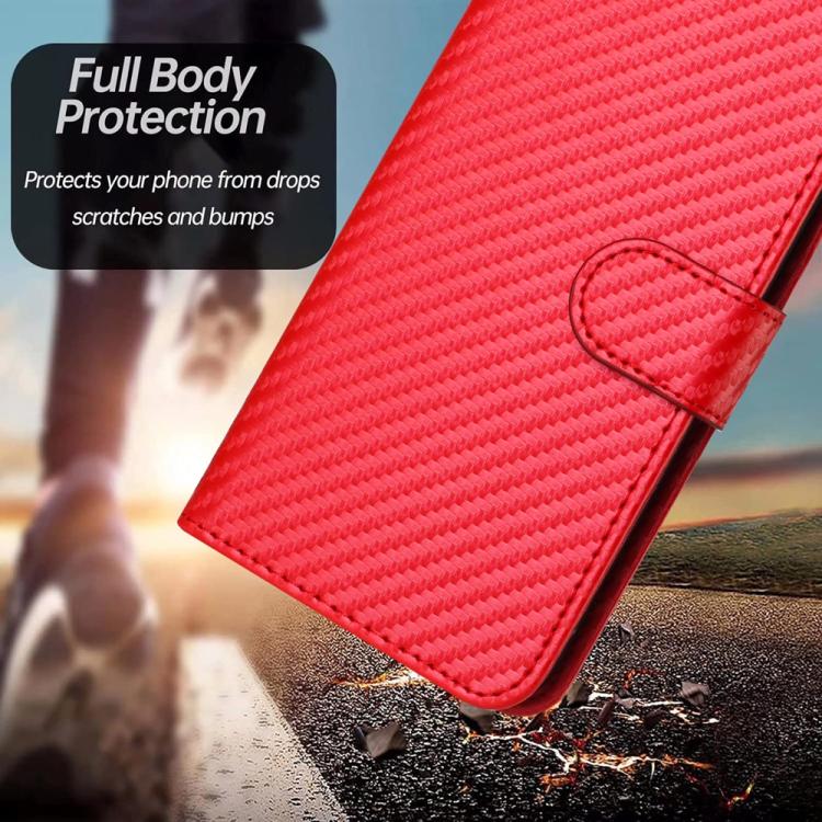 Funda de Cuero con Hebilla de Fibra de Carbono y Cordón para Infinix Hot 10T/Hot 10S Yx0070 (Rojo)