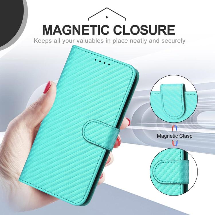 Funda de Cuero con Hebilla de Fibra de Carbono para Infinix Hot 20 4G Yx0070 con Cordón (Azul Claro)