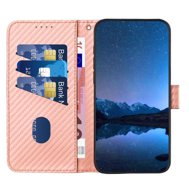 Funda de Cuero con Hebilla de Fibra de Carbono para Infinix Hot 50 Pro 4G Yx0070 con Cordón (Rosa)