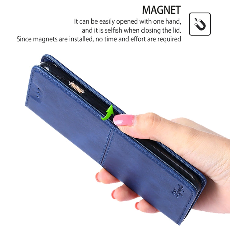 Funda de Cuero Magnética con Textura de Vaca para Teléfono Itel A50 4G (Azul)