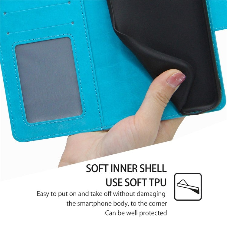 Funda de Cuero con Textura de Cristal para Teléfono Itel S24 4G (Azul Cielo)