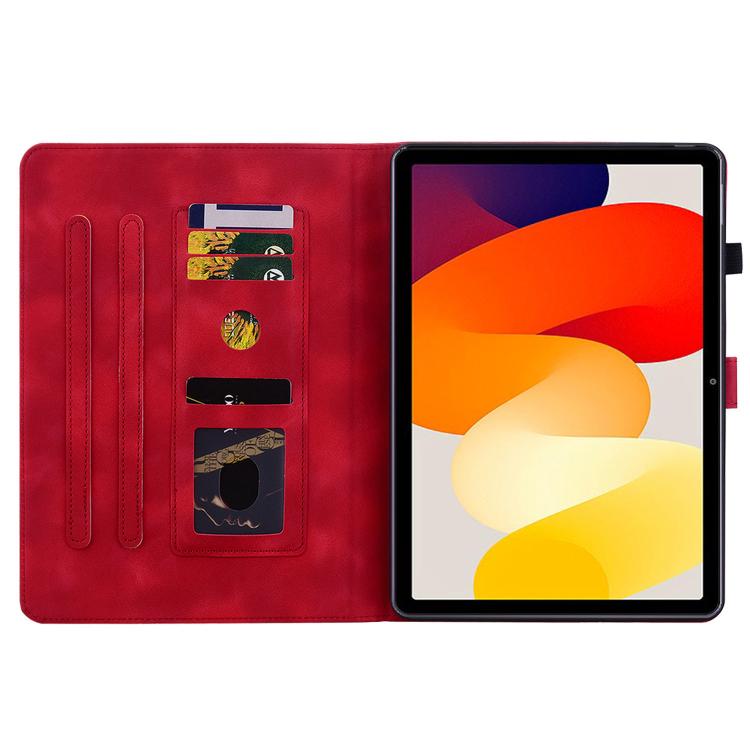 Funda de piel con relieve Lily para Redmi Pad 2 / Redmi Pad SE 11 2025 (roja)