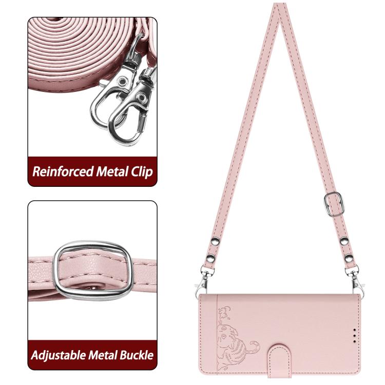 Funda de cuero RFID con estampado de gato y rata en relieve para Infinix Smart 10 4G / Tecno Pop 10 (rosa)