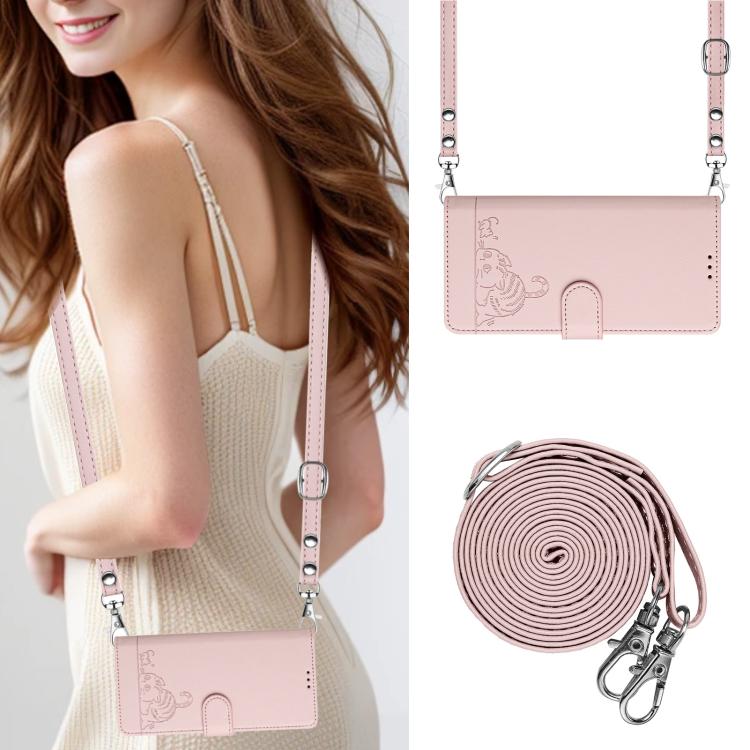 Funda de cuero RFID con estampado de gato y rata en relieve para Infinix Smart 10 4G / Tecno Pop 10 (rosa)