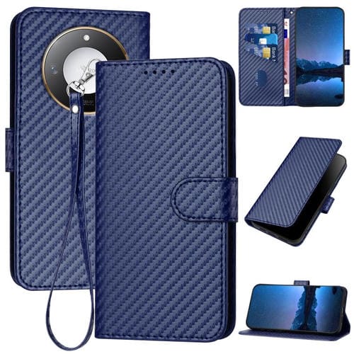 Funda de Cuero con Hebilla de Fibra de Carbono y Cordón para Honor X60/X9C Yx0070 (Azul)