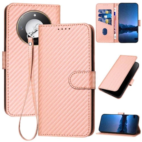 Funda de Cuero con Hebilla de Fibra de Carbono y Cordón para Honor X60/X9C Yx0070 (Rosa)