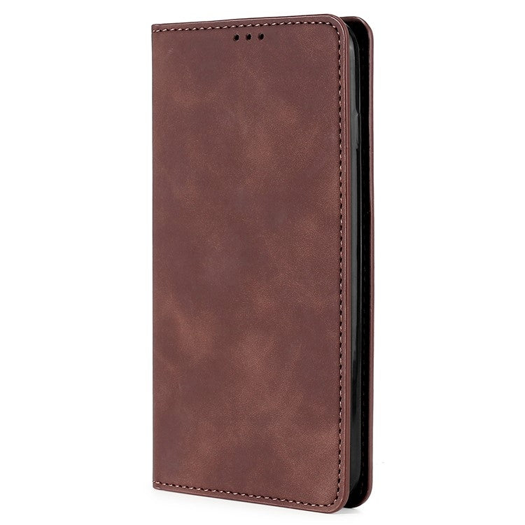 Funda Magnética con Tacto de Piel para Teléfono Itel A50C 4G (Marrón Oscuro)