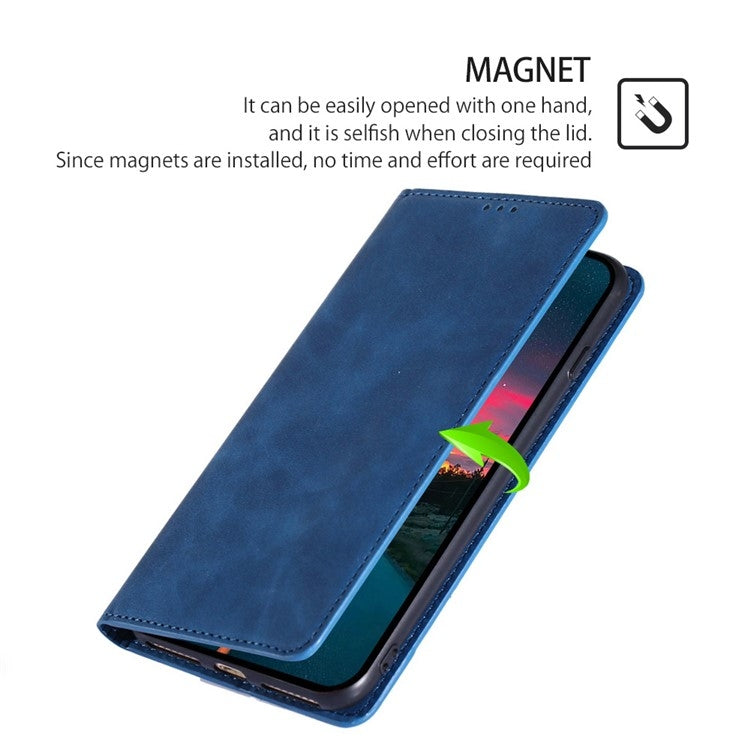 Funda de Piel Magnética para Teléfono Itel A50C 4G (Azul) con Tacto Agradable