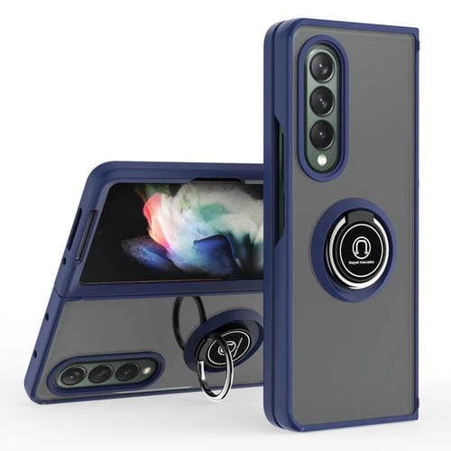 Funda de TPU + PC con anillo para Samsung Galaxy Z Fold4 Q Shadow 1 Series (azul real)