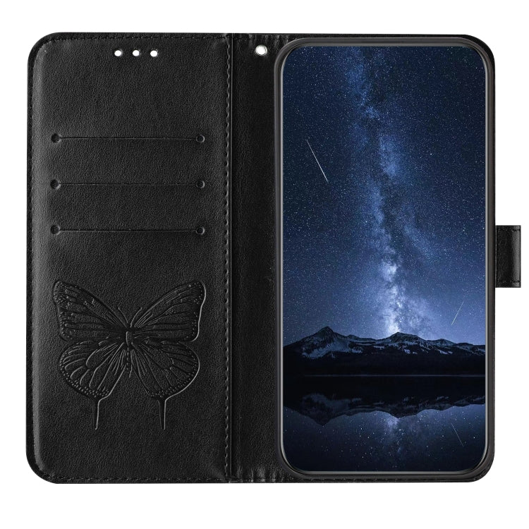 Funda de Cuero para Sharp Aquos Sense9 Plus con Diseño de Mariposa en Relieve (Negra)