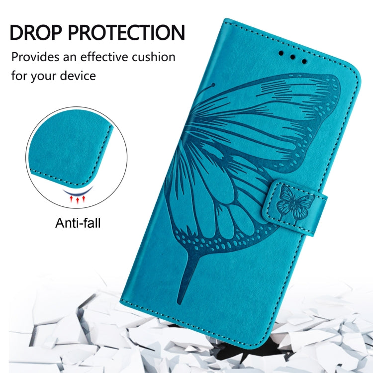 Funda de Cuero para Sharp Aquos Sense9 Plus con Diseño de Mariposa en Relieve (Azul)