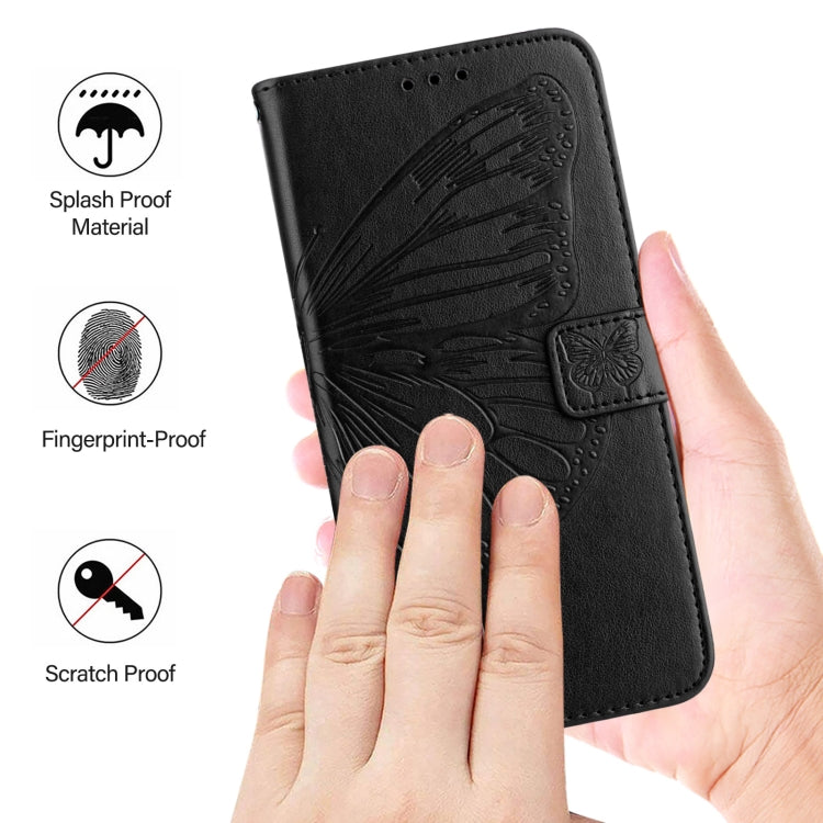 Funda de Cuero con Relieve de Mariposa para TCL 50 Pro Nxtpaper (Negra)