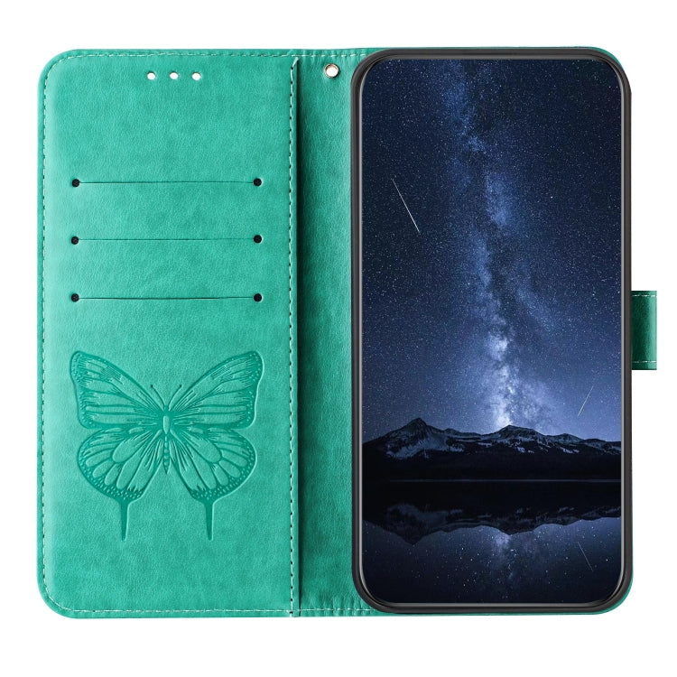 Funda de Cuero con Relieve Mariposa para TCL 50 Pro Nxtpaper (Verde)