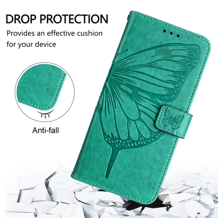 Funda de Cuero con Relieve Mariposa para TCL 50 Pro Nxtpaper (Verde)