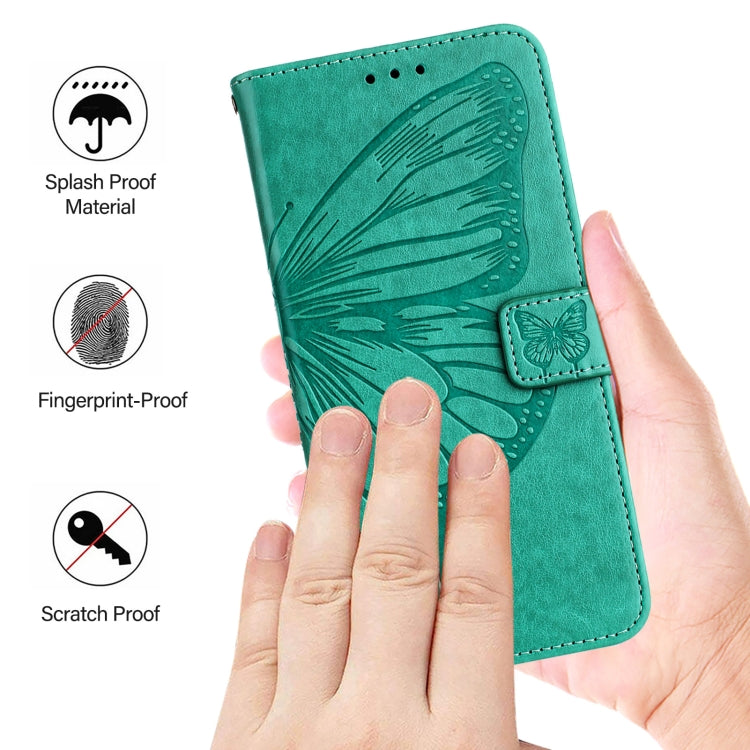 Funda de Cuero con Relieve Mariposa para TCL 50 Pro Nxtpaper (Verde)