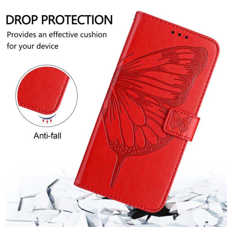 Funda de cuero con relieve de mariposa para Infinix Smart 10 4G / Tecno Pop 10 (roja)