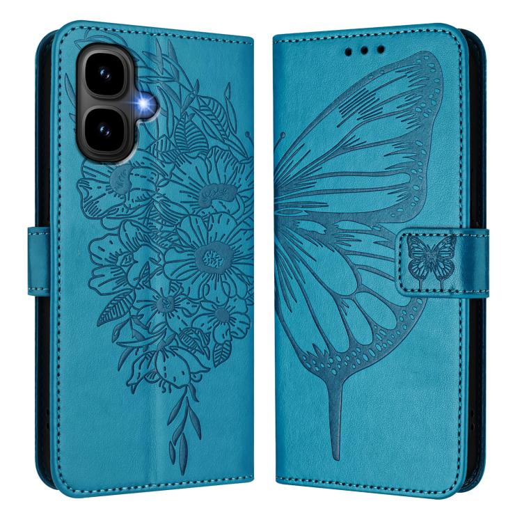 Funda de cuero con diseño de mariposa en relieve para Infinix Smart 10 4G / Tecno Pop 10 (azul)