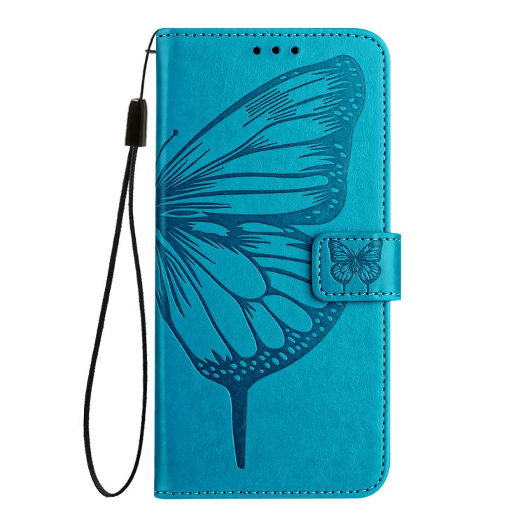 Funda de cuero con diseño de mariposa en relieve para Infinix Smart 10 4G / Tecno Pop 10 (azul)