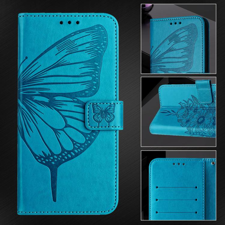 Funda de cuero con diseño de mariposa en relieve para Infinix Smart 10 4G / Tecno Pop 10 (azul)