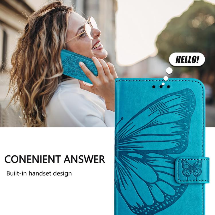 Funda de cuero con diseño de mariposa en relieve para Infinix Smart 10 4G / Tecno Pop 10 (azul)