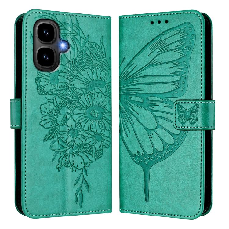 Funda de cuero con diseño de mariposa en relieve para Infinix Smart 10 4G / Tecno Pop 10 (verde)
