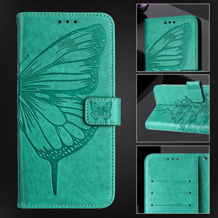 Funda de cuero con diseño de mariposa en relieve para Infinix Smart 10 4G / Tecno Pop 10 (verde)