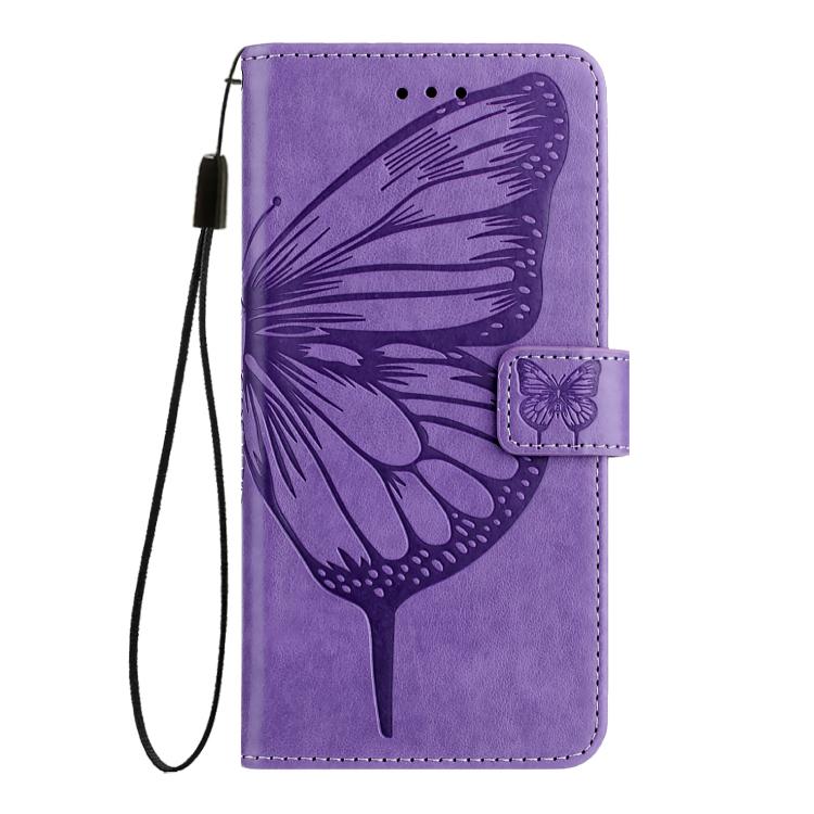 Funda de cuero con diseño de mariposa en relieve para Infinix Smart 10 4G / Tecno Pop 10 (morado claro)