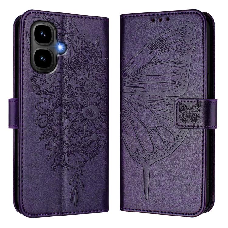 Funda de piel con diseño de mariposa en relieve para Infinix Smart 10 4G / Tecno Pop 10 (morado oscuro)