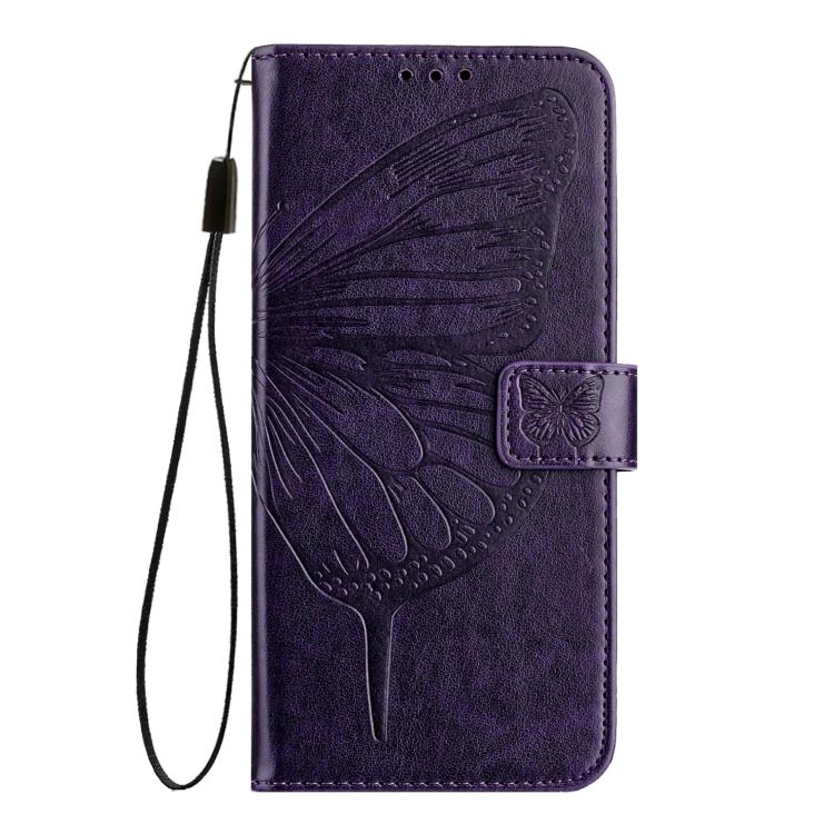 Funda de piel con diseño de mariposa en relieve para Infinix Smart 10 4G / Tecno Pop 10 (morado oscuro)